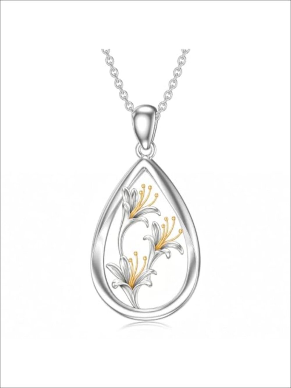 925 Sterling Silver Honeysuckle Birth Flower Necklace June Floral Pendant